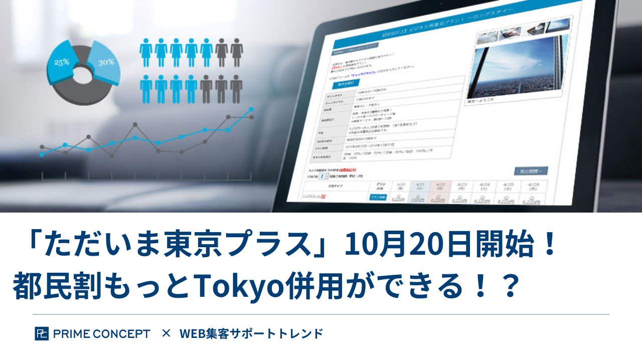 「ただいま東京プラス」10月20日開始！都民割もっとTokyo併用ができる！？