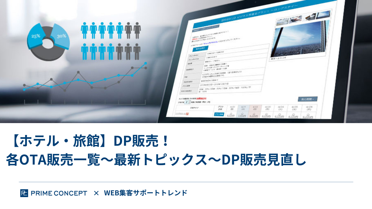 【ホテル・旅館】DP販売！　各OTA販売一覧～最新トピックス～DP販売見直し