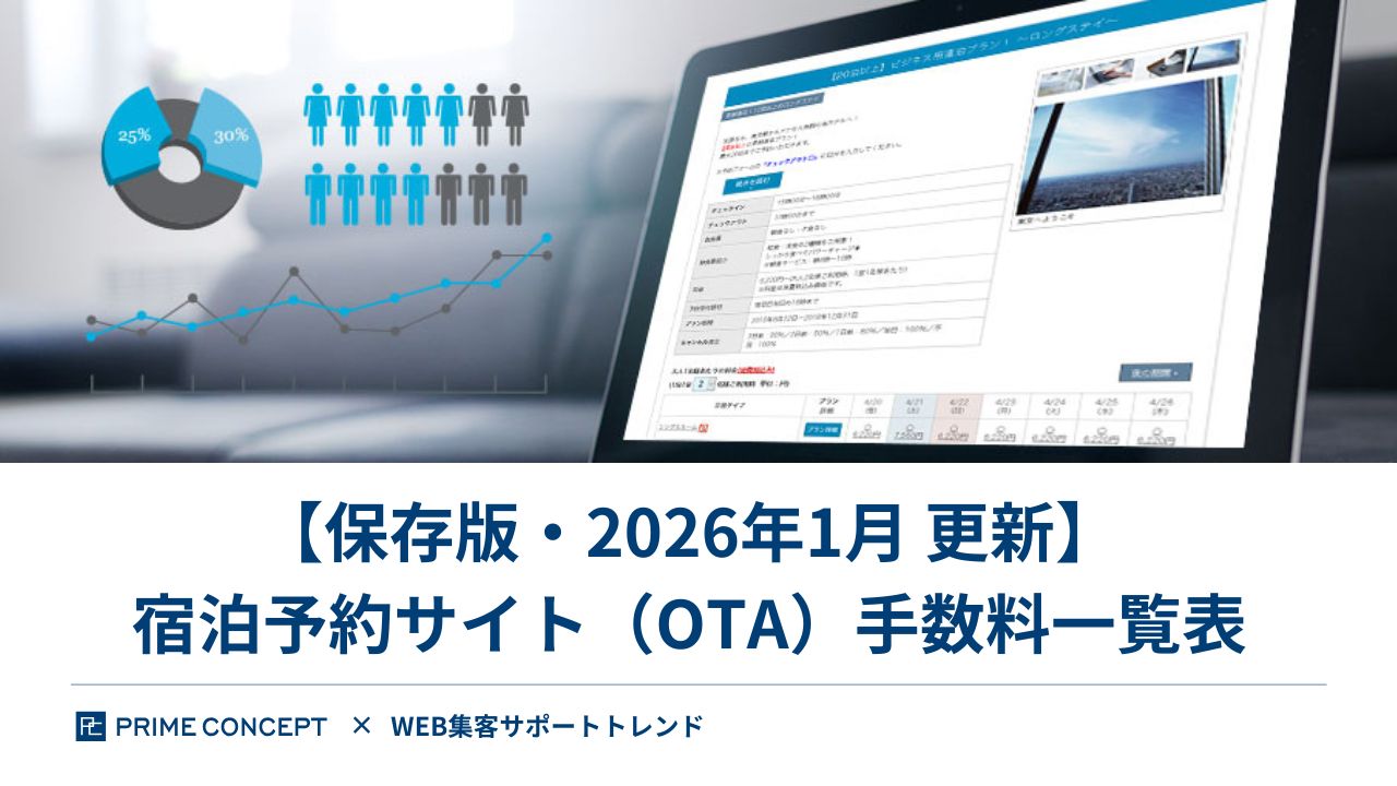 【保存版・2026年1月 更新】宿泊予約サイト（OTA）手数料一覧表